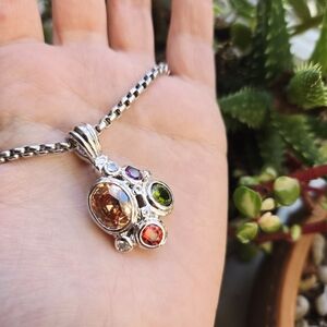 Vintage Silver Gemstone Necklace
